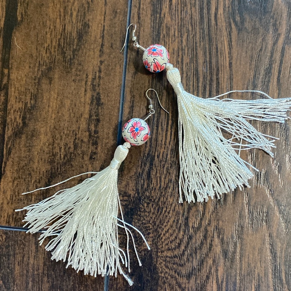 Floral tassel earrings
